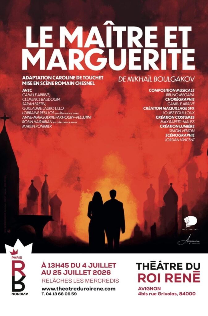 Affiche de la pièce Le Maître et Marguerite, produite par Acquaviva Production au Festival Off d’Avignon 2026